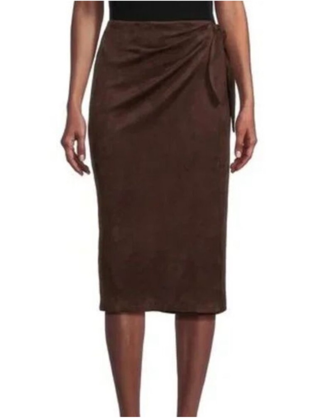 NEW $188 J. McLaughlin Carlie  Wrap Skirt Chocolate Brown Sueded *1139